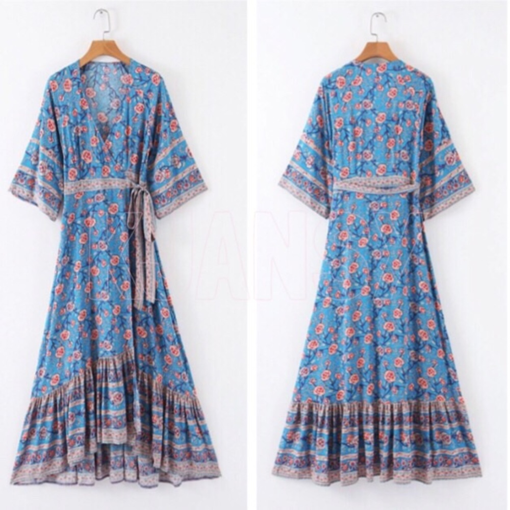 Bohemian Floral Wrap Dress - Picture 6 of 8
